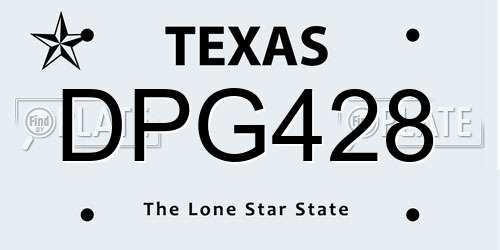 DPG428 Texas License Plate