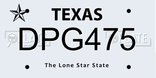 DPG475 Texas License Plate