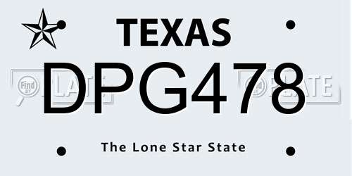 DPG478 Texas License Plate