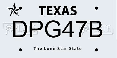 DPG47B Texas License Plate