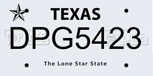 DPG5423 Texas License Plate