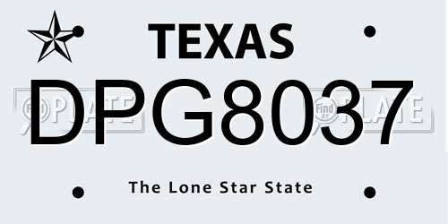 DPG8037 Texas License Plate