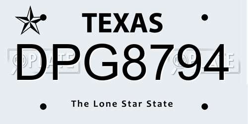 DPG8794 Texas License Plate