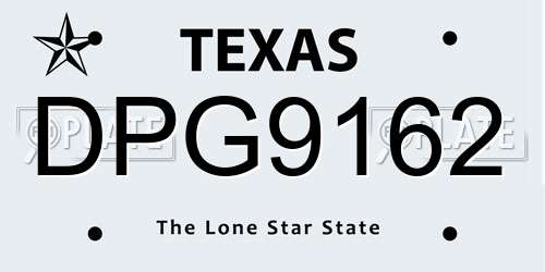 DPG9162 Texas License Plate