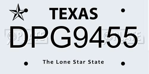 DPG9455 Texas License Plate