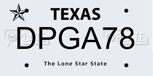 DPGA78 Texas License Plate