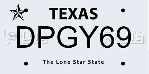 DPGY69 Texas License Plate