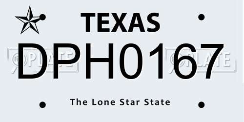 DPH0167 Texas License Plate