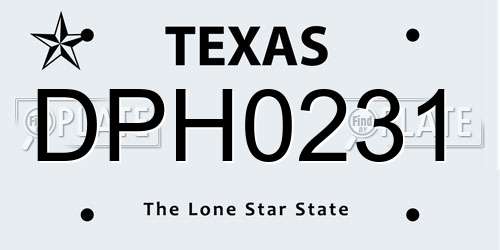DPH0231 Texas License Plate