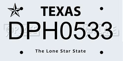 DPH0533 Texas License Plate