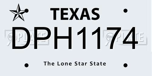 DPH1174 Texas License Plate