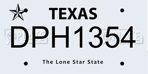 DPH1354 Texas License Plate