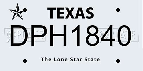 DPH1840 Texas License Plate
