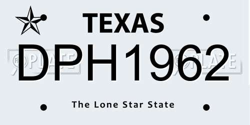 DPH1962 Texas License Plate