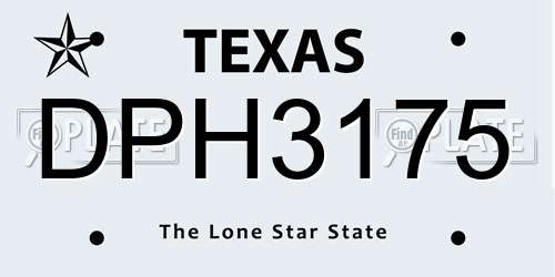 DPH3175 Texas License Plate