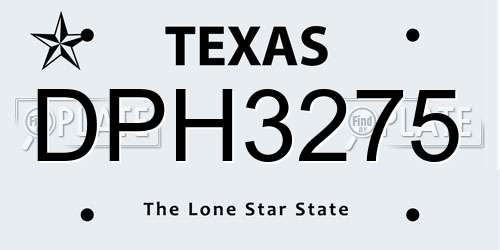 DPH3275 Texas License Plate
