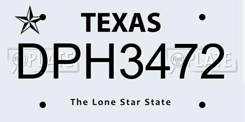 DPH3472 Texas License Plate