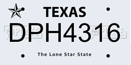 DPH4316 Texas License Plate