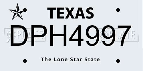 DPH4997 Texas License Plate