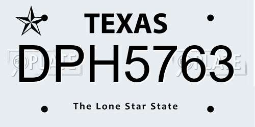 DPH5763 Texas License Plate