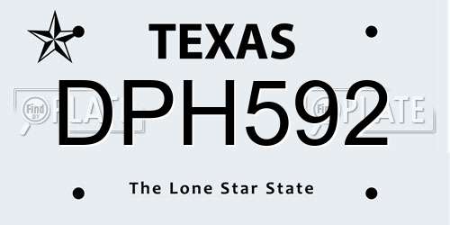 DPH592 Texas License Plate