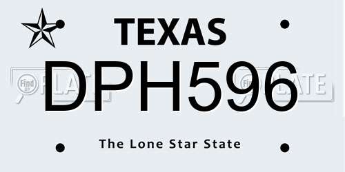 DPH596 Texas License Plate