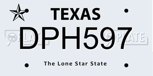 DPH597 Texas License Plate