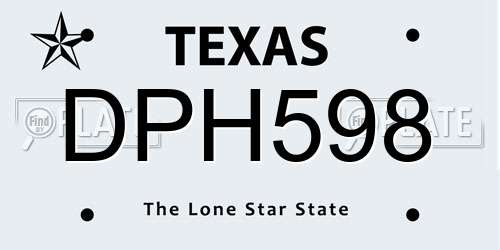 DPH598 Texas License Plate