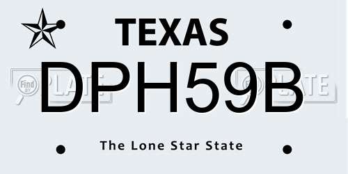 DPH59B Texas License Plate