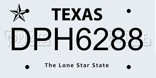 DPH6288 Texas License Plate
