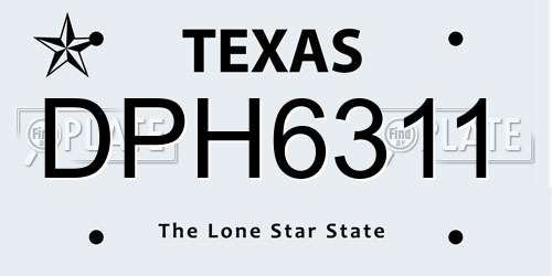 DPH6311 Texas License Plate