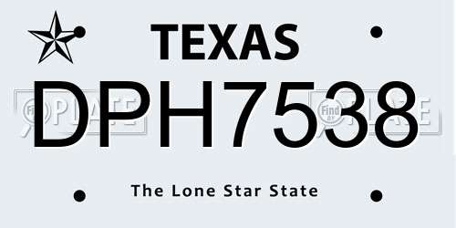 DPH7538 Texas License Plate