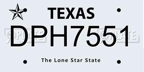 DPH7551 Texas License Plate