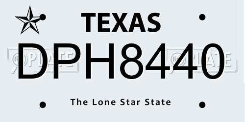 DPH8440 Texas License Plate
