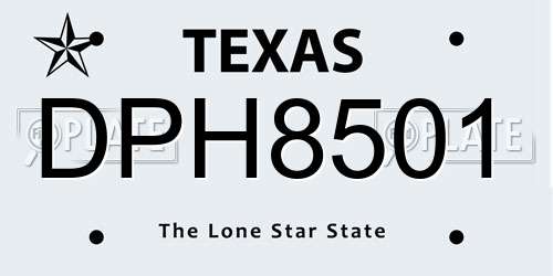 DPH8501 Texas License Plate