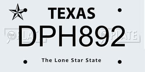 DPH892 Texas License Plate