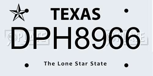 DPH8966 Texas License Plate