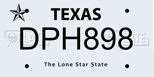 DPH898 Texas License Plate