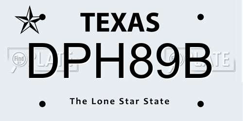 DPH89B Texas License Plate