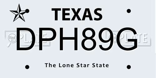 DPH89G Texas License Plate