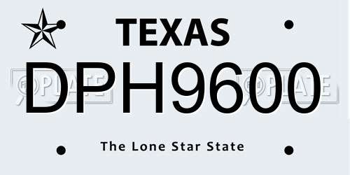 DPH9600 Texas License Plate