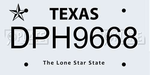DPH9668 Texas License Plate