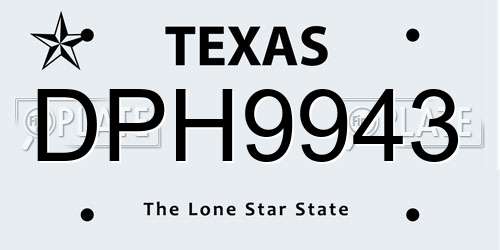 DPH9943 Texas License Plate