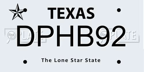 DPHB92 Texas License Plate