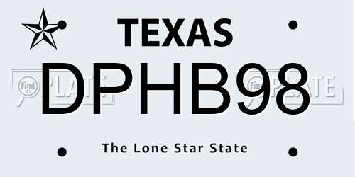 DPHB98 Texas License Plate