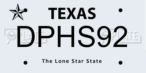 DPHS92 Texas License Plate