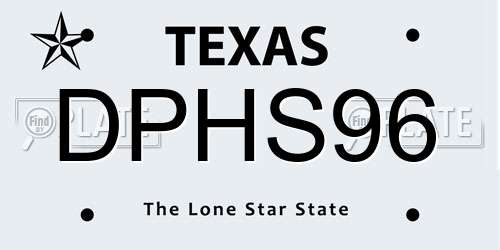 DPHS96 Texas License Plate