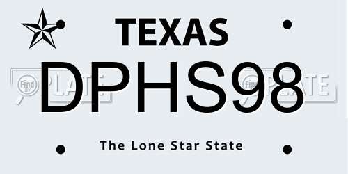 DPHS98 Texas License Plate