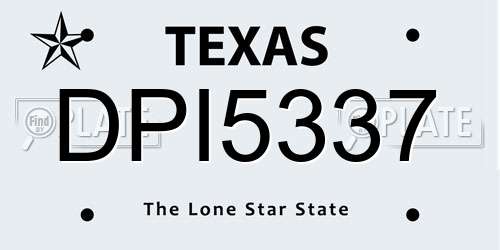 DPI5337 Texas License Plate