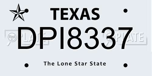 DPI8337 Texas License Plate